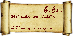Günszberger Csák névjegykártya